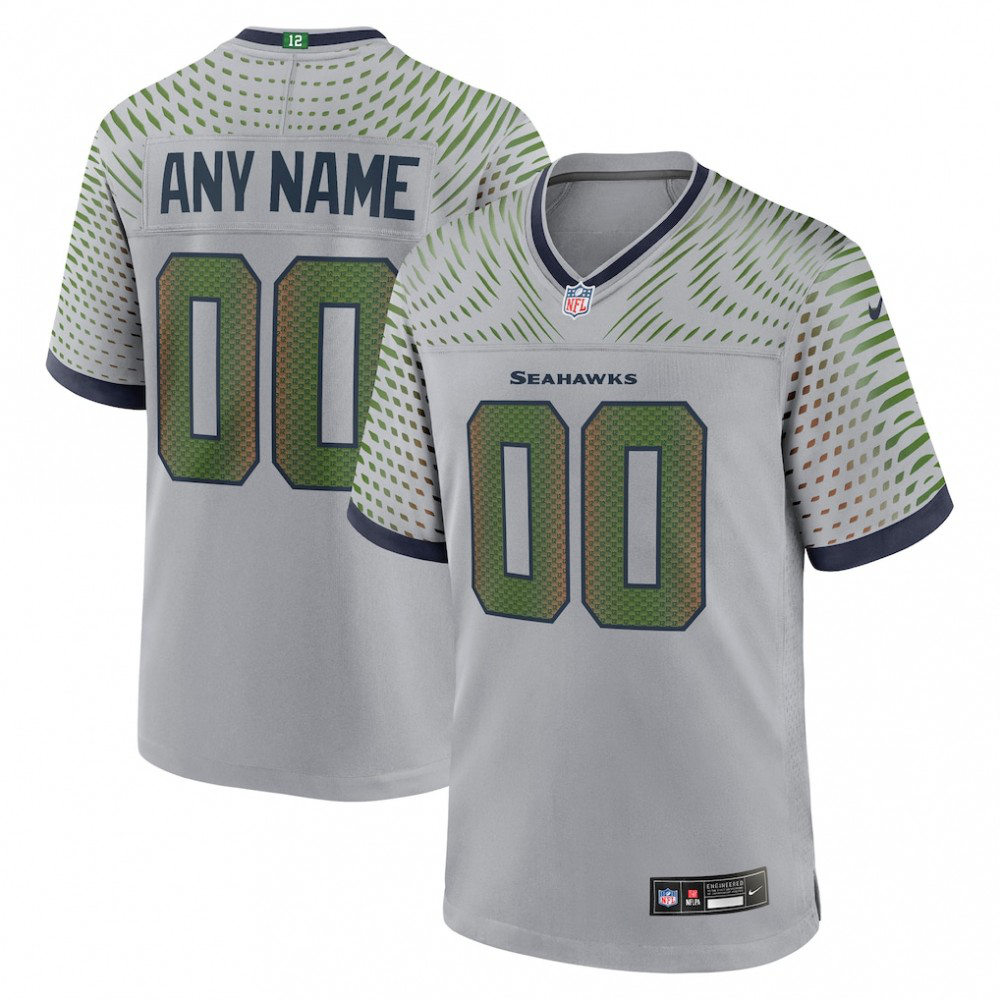 Seattle Seahawks Nike 2025 Rivalries Collection Custom Game Jersey - Wolf Gray-GridironStore